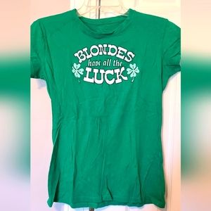 St Patrick's Lucky Blonde green women's tee XL